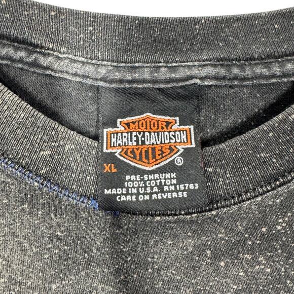 Reworked Harley Davidson Cropped Graphic Tee XL Oversized Bleached Boho Edgy - Picture 5 of 5